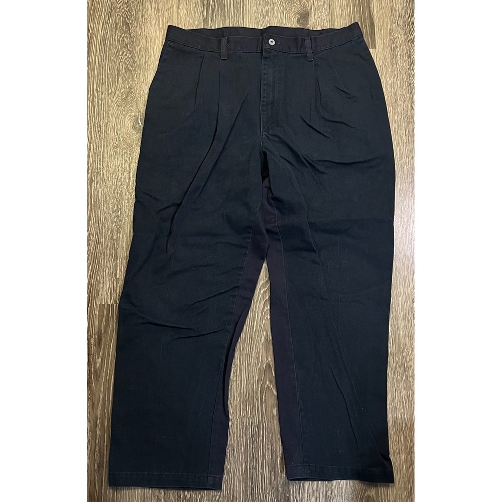 Wrangler Riata Mens Dark Wash Pleated Cotton‎ Pants Size 42x30